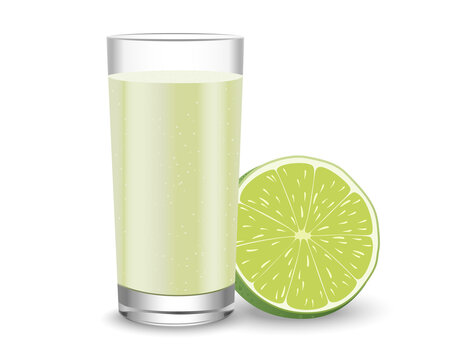 A glass of lime juice which is greenish white in color