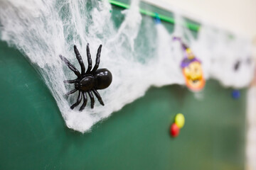 halloween at school, skeleton spider web