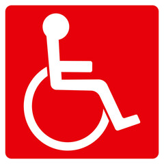 Wheelchair, handicapped or accessibility parking or access sign flat vector icon for apps and print