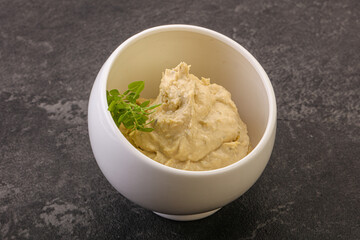 Vegan food - hummus with olive oil