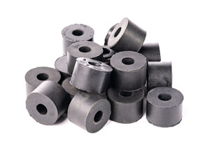 Car suspension stabilizer bushing on an isolated white background.