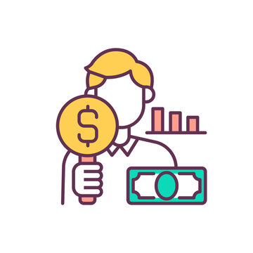 man holding gold coin, financial analysis clip art preview