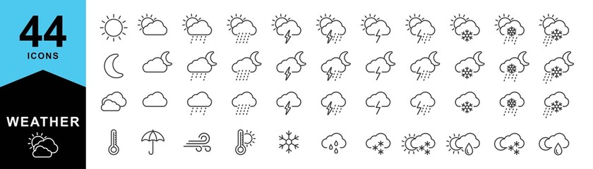 Weather forecast  icon in line style, outline web icon set, vector illustration - obrazy, fototapety, plakaty