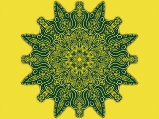 Mandala ornament decoration, isolated design element background. Tribal ethnic fashion motif for paper, textile, cloth fabric print. Digital 3d art illustration