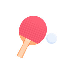 Vector illustration of table tennis with ball and racket. white background