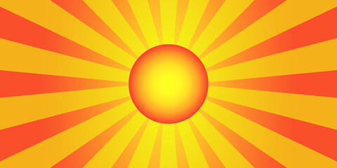 Sun rays background with orange yellow sun