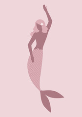 Mermaid silhouette isolated with a starfish in her hair