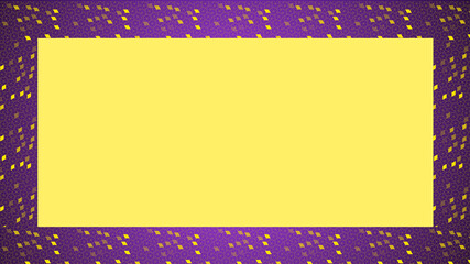 Geometric purple colored frame design on yellow background illustration.