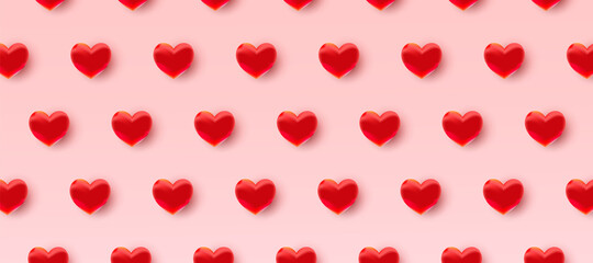 Valentine's day pattern background with hearts. Vector illustration