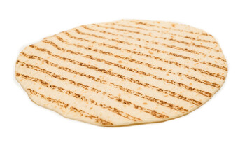 Grilled pitta bread isolated on white background.