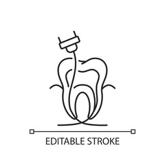 Endodontics linear icon. Journal of endodontics. Instruments for dental treatment. Thin line customizable illustration. Contour symbol. Vector isolated outline drawing. Editable stroke