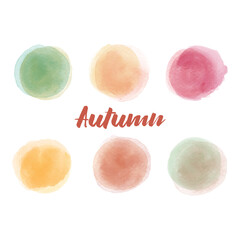 Set  autumn watercolor circle  for design