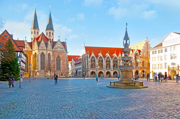 The Old Town Market Square (Altstadtmarkt) of Braunschweig, Germany