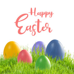 Fototapeta na wymiar Easter colorful card wuth eggs and flowers