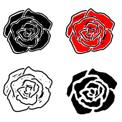 Fototapeta Biała, czerwona i dwie czarne róże obraz