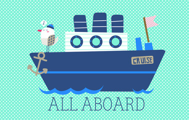 vector print design on the sailor theme for babies
