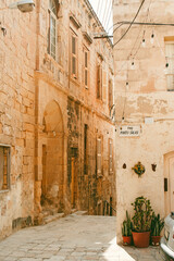 Beautiful narrow street in Senglea, Malta.