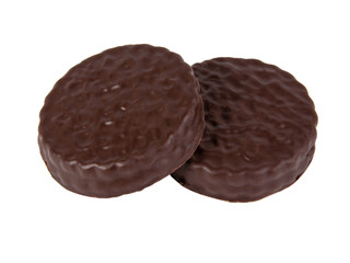 Chocolate sandwich cookies isolated on the white