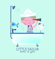vector print design on the sailor theme for babies