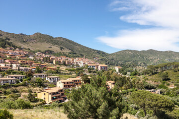 Fototapeta na wymiar Rio nell'Elba, village at a hill, Elba, Tuscany, Italy
