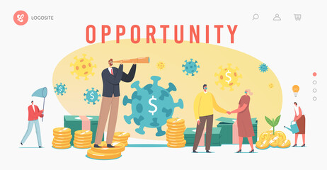 Business Opportunity at Coronavirus Landing Page Template. Economic Restoration after Covid Crisis, Post Pandemic Era