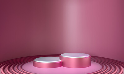 3D render Pink podium for product placement