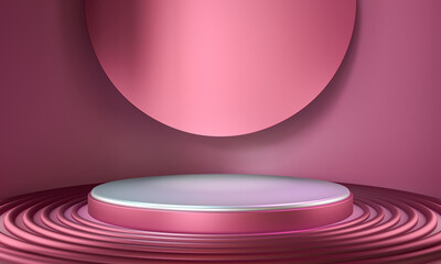 3D render Pink podium for product placement