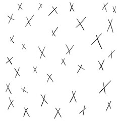 Cross pattern. Background of hand-drawn crosses.