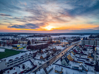 sunset over the city