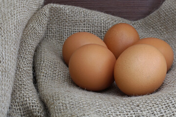 chicken eggs close-up on a light background