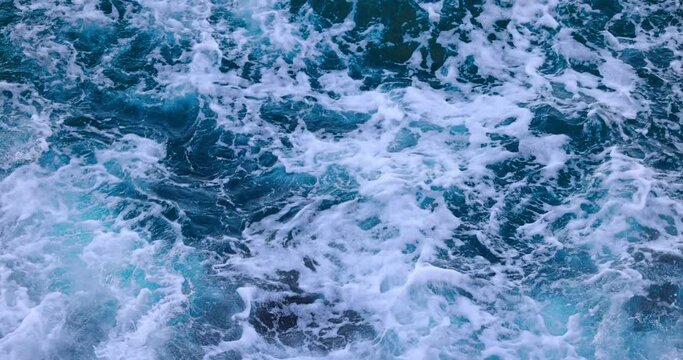 Ocean waves splashing, 4k aerial nature video