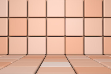 Beige abstract minimal scene with podium. 3d rendering geometric shape. Background for cosmetic product