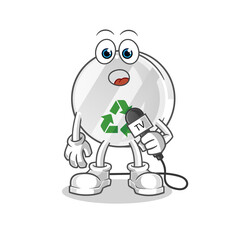 recycle sign tv reporter cartoon. cartoon mascot vector