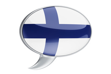 Speech balloon with Finnish flag, 3D rendering