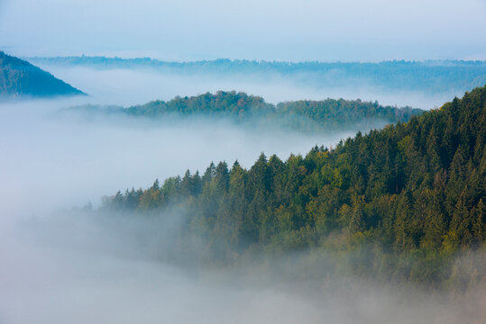 Scenic view of mountain and cloudscape at Danube Valley, Beuron, Swabian Alb, Germany