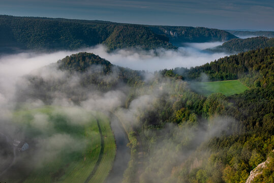 Landscape scenery of Danube Valley at Beuron, Swabian Alb, Germany