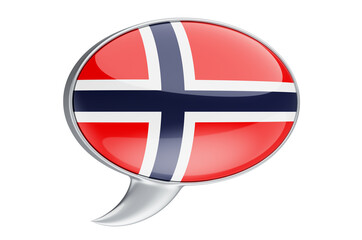 Speech balloon with Norwegian flag, 3D rendering