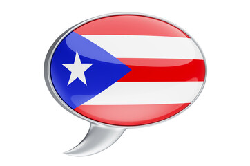 Fototapeta premium Speech balloon with Puerto Rican flag, 3D rendering