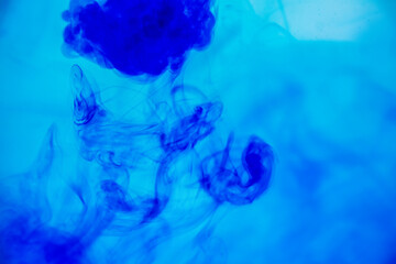 Blue color Liquid painting - abstract lines, figures and patterns