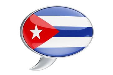Speech balloon with Cuban flag, 3D rendering