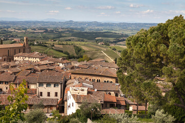 Fototapeta na wymiar San Gimignano, view of the surrounding area, Tuscany, Italy