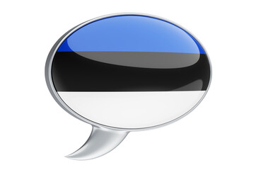 Speech balloon with Estonian flag, 3D rendering