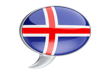 Speech balloon with Icelandic flag, 3D rendering
