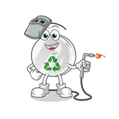 recycle sign welder mascot. cartoon vector