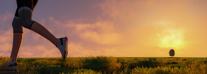 woman in 3d jogging integrated into a photograph