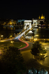 Obraz premium Budapest Chain Bridge at night. vertical. Architecture and travel concept.