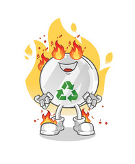 recycle sign on fire mascot. cartoon vector