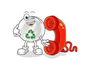 recycle sign call mascot. cartoon vector