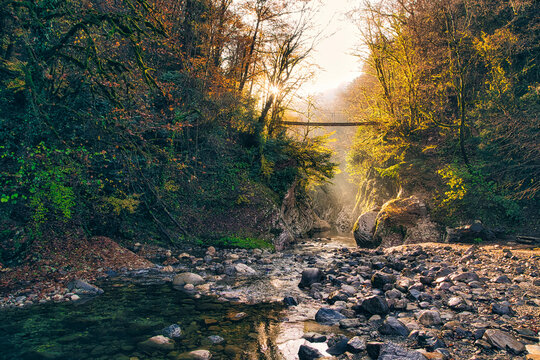 Khosta&not;&dagger;River flowing between rocks in Devils Gate canyon