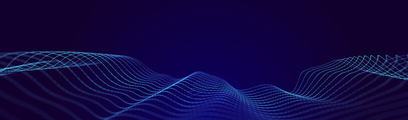 Technological wave of points. Digital background. Great data visualization.. 3D rendering.